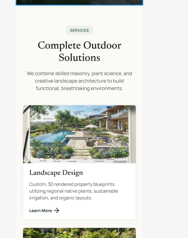 Evergreen Outdoor Living mobile services design